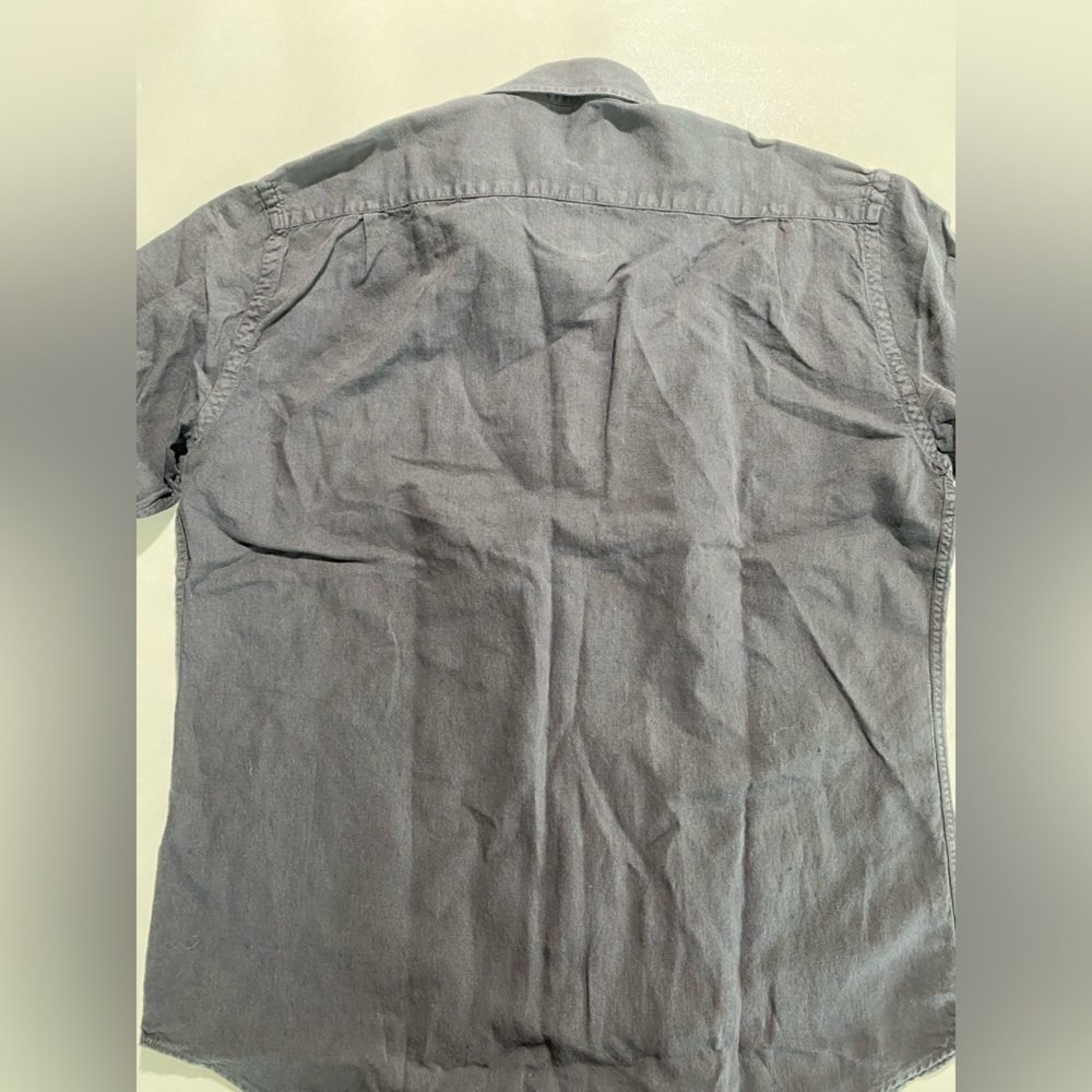 NEW- Size L Mens North Country Long Sleeve Button Down Shirt Linen Dark Navy - Picture 8 of 8